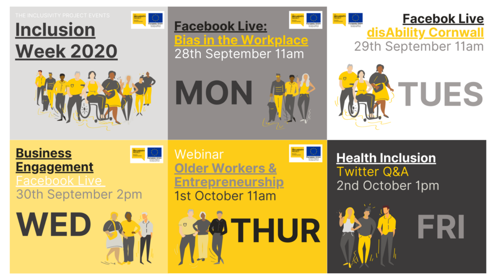 Events during Inclusion Week 2020, all events in this image are listed below. 